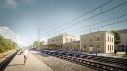 Rekonstrukce výpravní budovy v železniční stanici - vizualizace